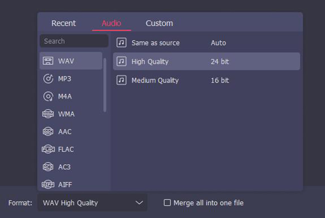 set output format