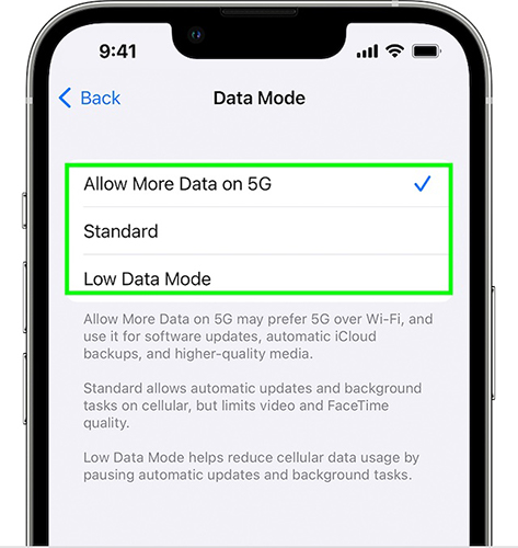 allow more data on 5g