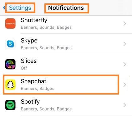 allow snapchat notificaions on iphone