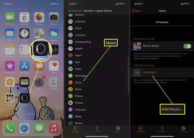 apple watch add music