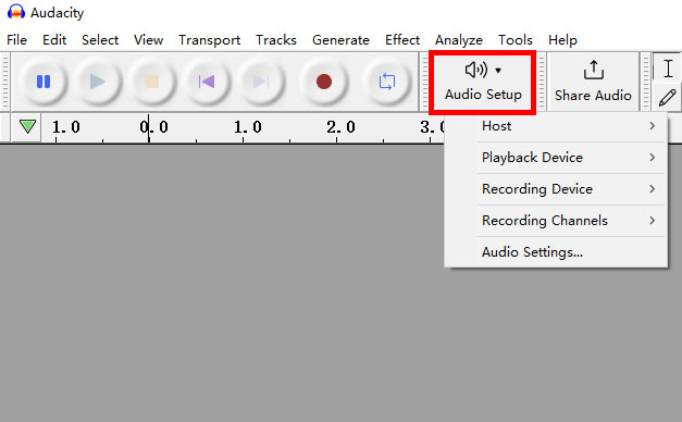 audio setup on audacity