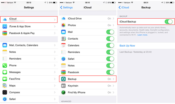 backup iphone with icloud