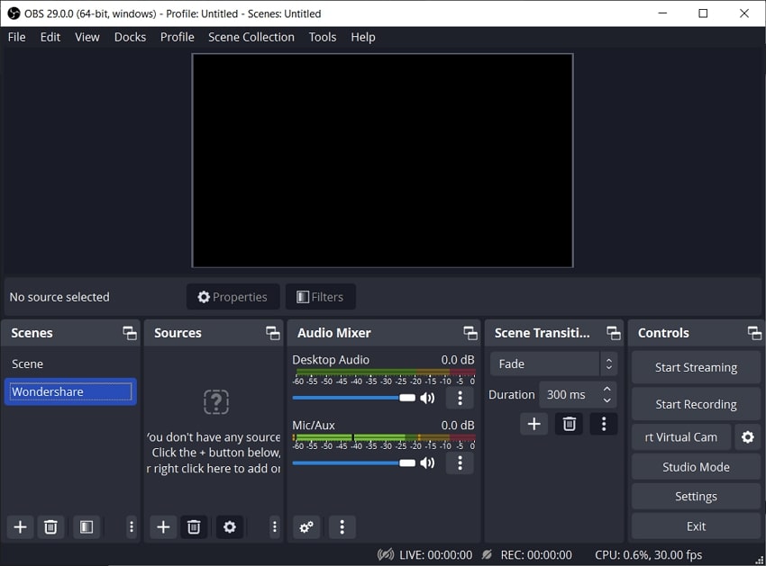 obs studio interface