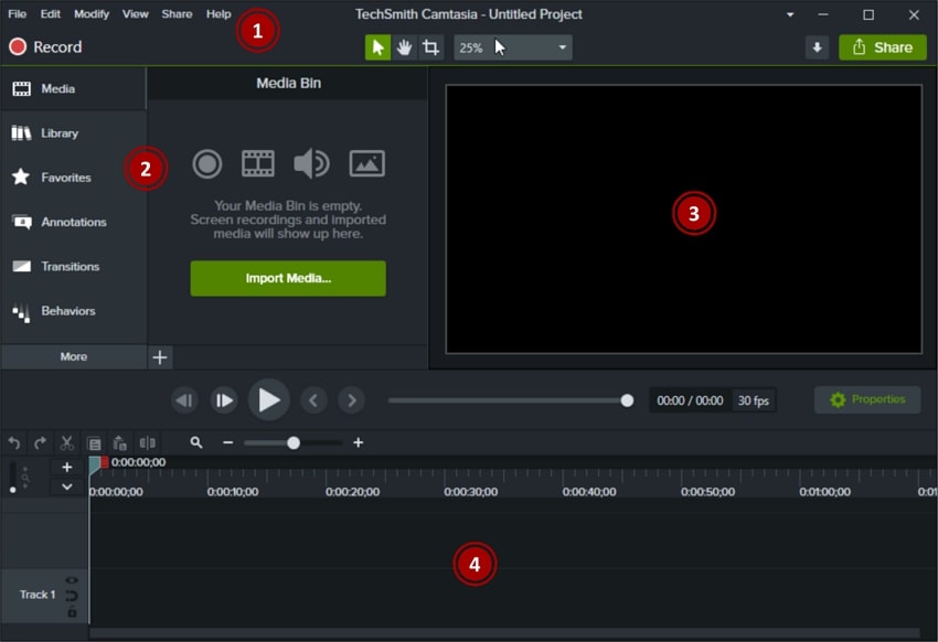 camtasia interface