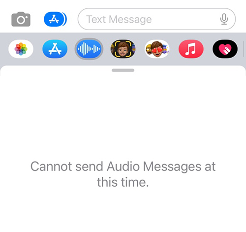 cannot send audio messages at this time on iphone