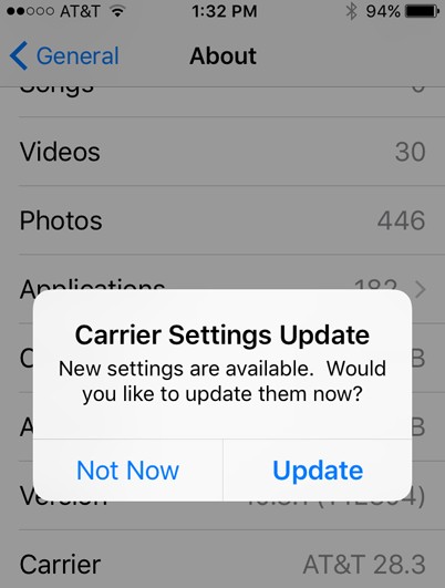 carrier setting update