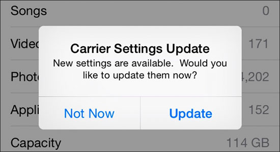 carrier settings update