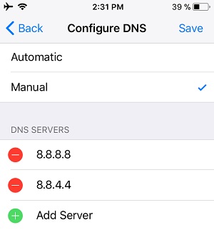 change dns settings