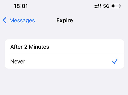 change audio messages expire time