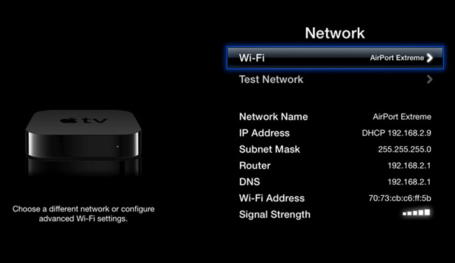 check apple tv network