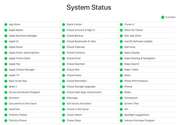 check icloud working status