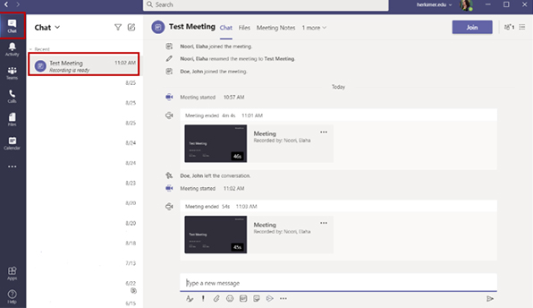 check recorded microsoft teams meeting