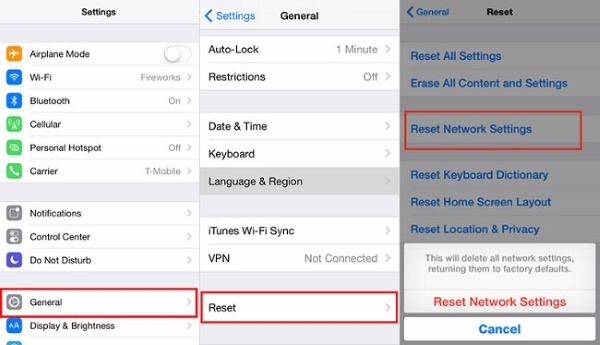 check reset network settings