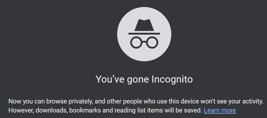 open chrome incognito