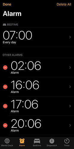 delete alarms and add again