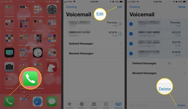 delete iphone voicemails