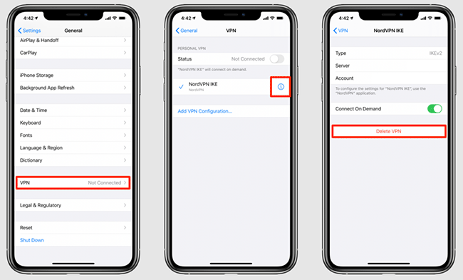 delete configuration profiles