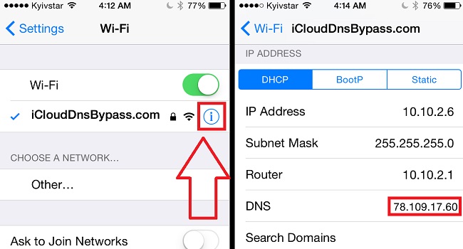 bypass activation lock via dns