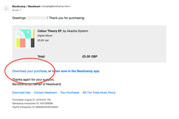 download bandcamp from e-mail