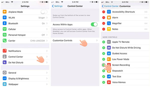 enable screen recording feature on iphone