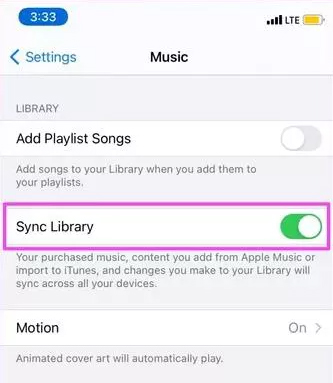 enable sync library to fix apple music not syncing to iphone