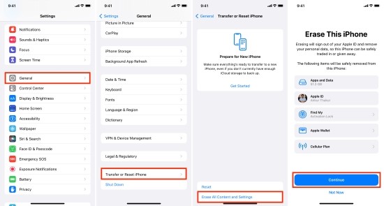 erase all content and settings on your iphone