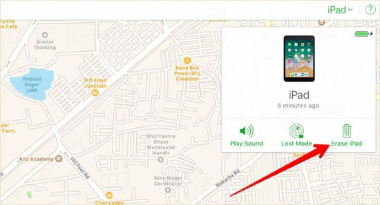 erase ipad via find my phone feature