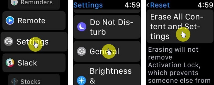 factory reset apple watch