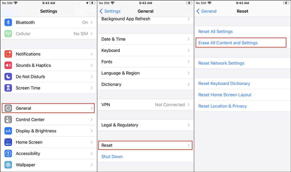 set your iphone factory settings