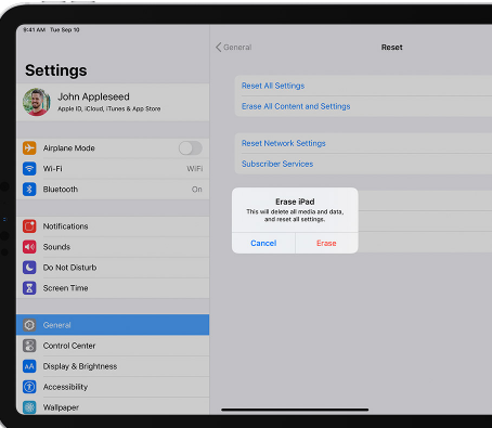 factory reset ipad