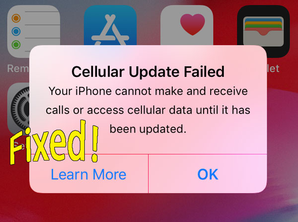 iphone cellular update failed