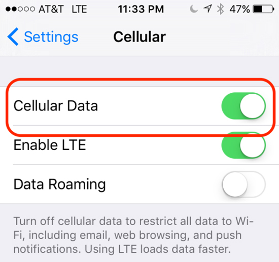 ios cellular settings