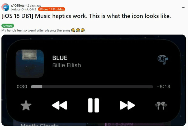 ios18 beta music haptics not working