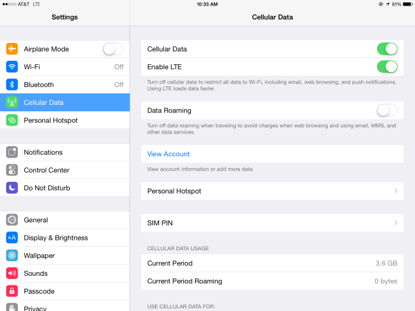 ipad cellular data not working