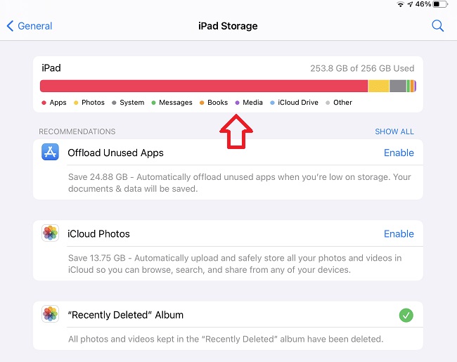 free up ipad storage space