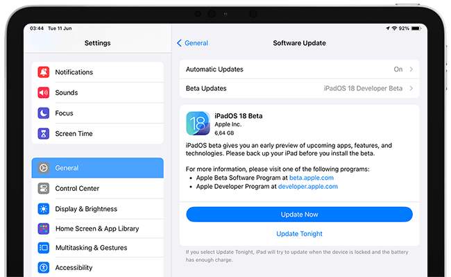 ensure ios 18 or ipados 18 beta is installed