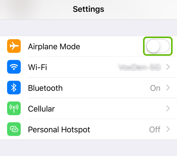 turn airplane mode on and off