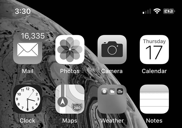 iphone black and white screen