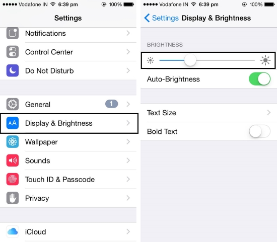 check display settings on iphone