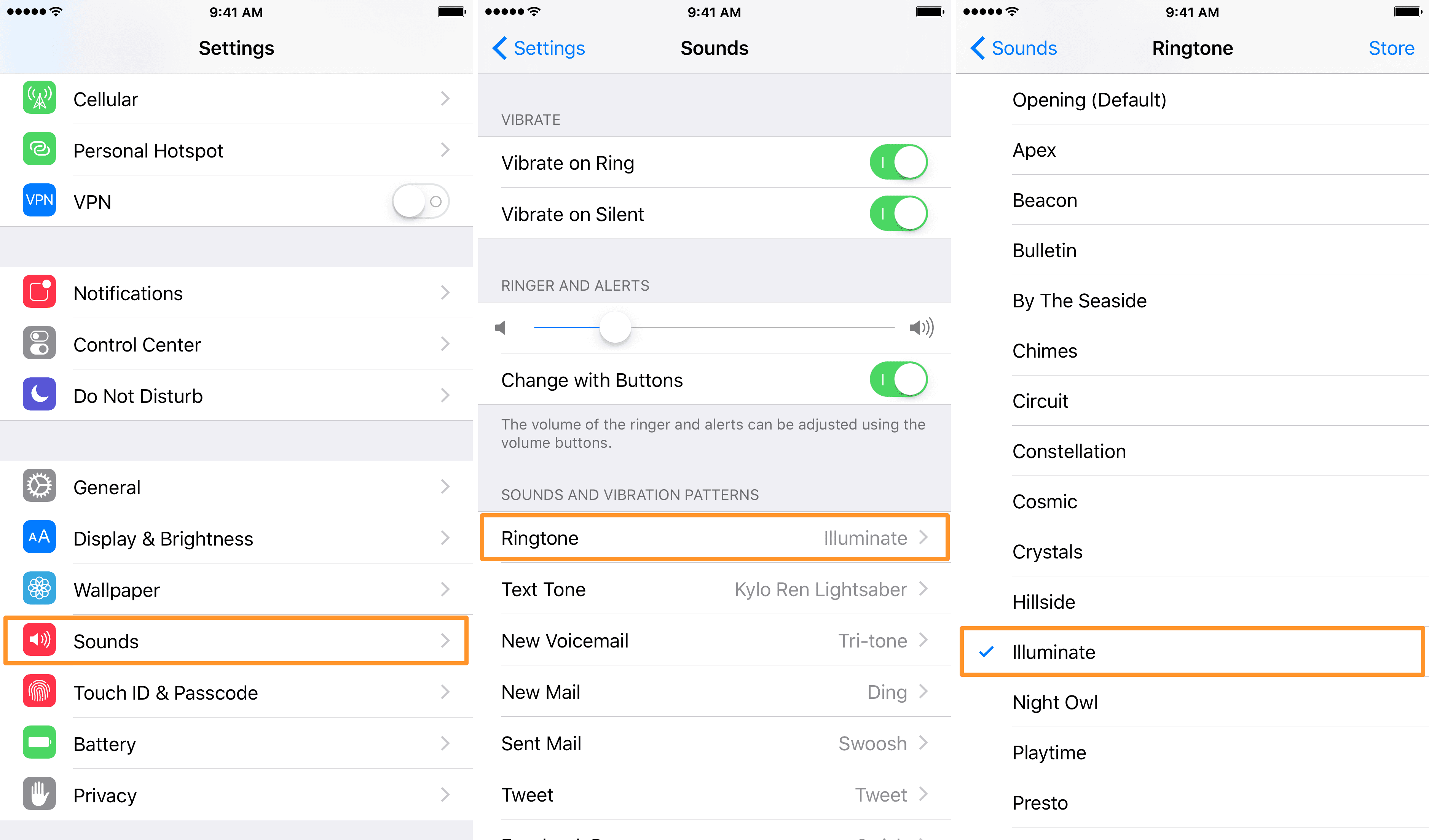 iphone ringtone setting