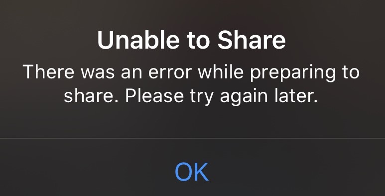 iphone unable to share photos