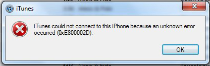 itunes error 0xe800002d