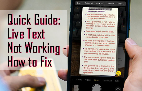live text not working on iphone