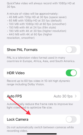 turn on lock camera while recording video