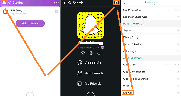 log out snapchat account