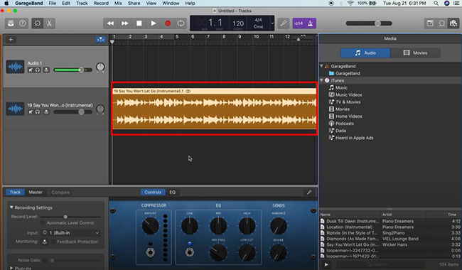 mac garageband music timeline