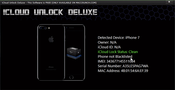 maccrunch icloud unlock deluxe icloud status