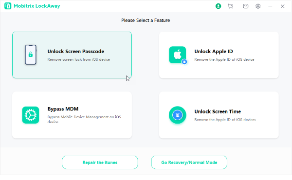 mobitrix lockaway main interface