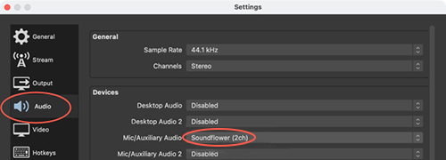 obs desktop audio setting mac