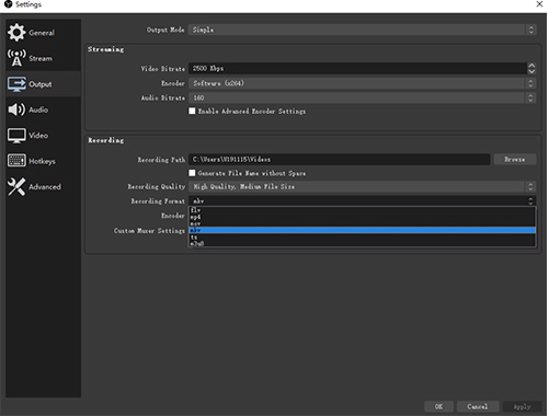 set webinar output format